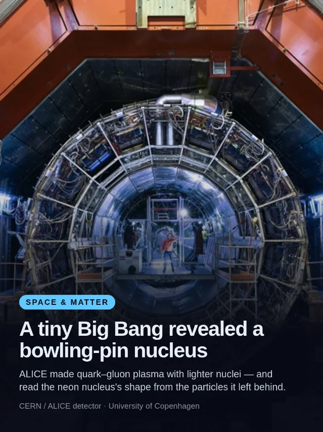 A tiny Big Bang revealed a bowling-pin nucleus