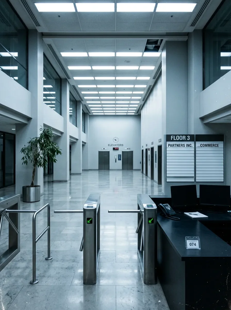 🏢 The building emptied at 7:47 on a Monday.
