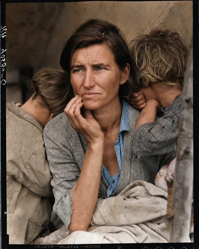 AI colorization of Migrant Mother