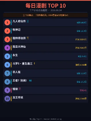 每日漫剧 Top 10｜2026.06.04 三平台热度综合榜