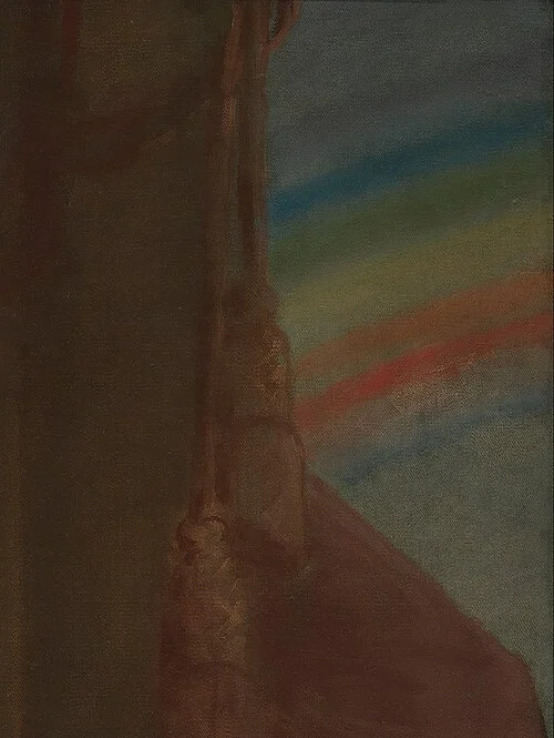 Rainbow detail, upper right of the Lansdowne portrait, showing reversed color order of a secondary arc