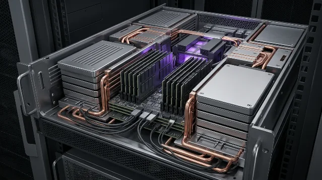 Unlabeled memory and storage hardware inside an AI server