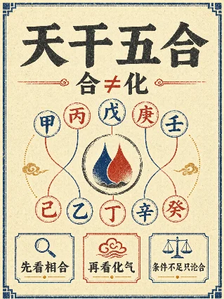 八字入门图解 · 第二十期：天干五合、合而不化、合化条件、争合妒合