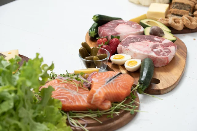 Keto diet ingredients — salmon, pork, eggs, avocado (Ronit HaNegby / Pexels)