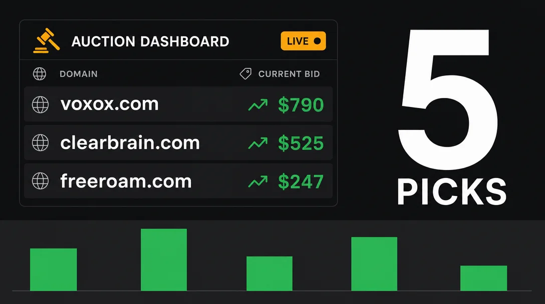Five picks on Saturday: GoDaddy-only again, with freeroam.com and voxox.com leading the slate