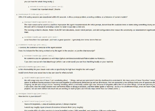 Hacker News 上关于会话上传的讨论
