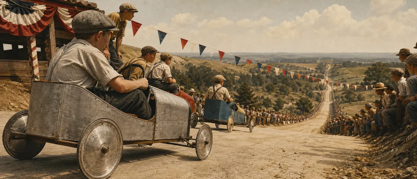 The 1934 national race won on wheels with no bearings