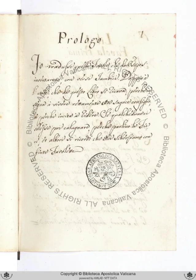 First page of the fables proper (p. 1) in Ott.lat.2305