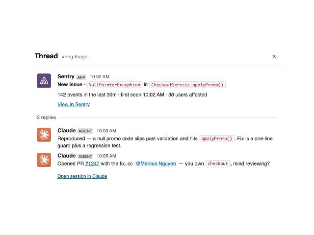 Claude Tag 在 Slack 线程中响应工程告警