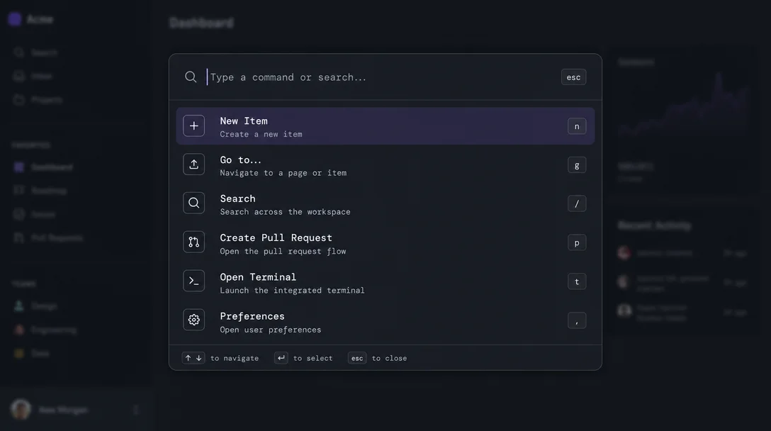 Linear's command palette: six design decisions packed into one modal