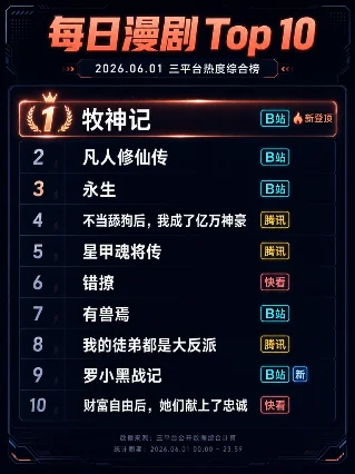 每日漫剧 Top 10｜2026.06.01 三平台热度综合榜