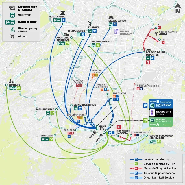 Official Mexico City stadium mobility map