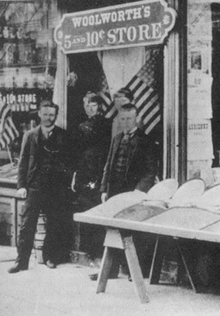 The original Woolworth's 5 and 10¢ Store in Lancaster, Pennsylvania, circa 1879, with staff posing outside