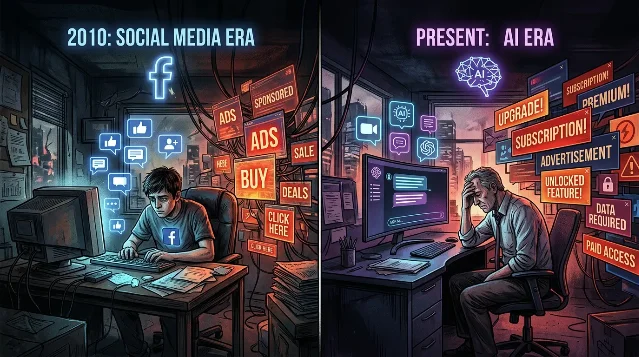 The Facebook-to-AI platform drift: social media's ad model vs. AI's emerging monetization pressure
