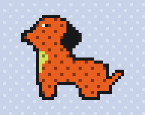 dupehound mascot — a pixel-art dachshund, the project's logo