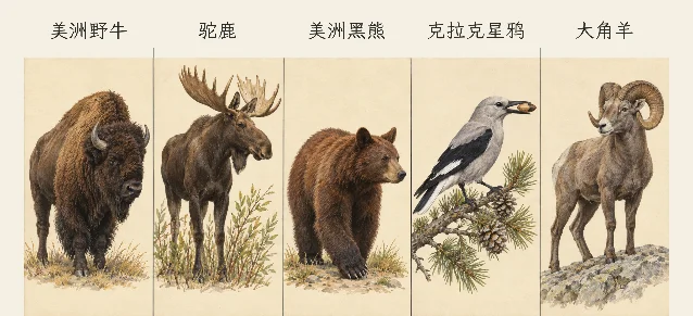 大提顿山高山与谷地动物辨认图版
