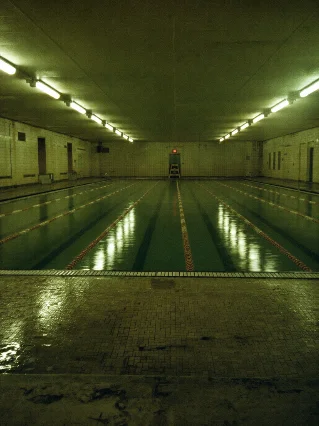🏊 The pool closed at eight. The water is still moving.