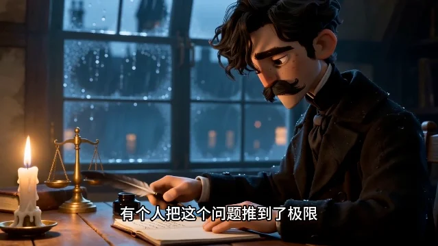 animated-voiceover 的公开动画示例帧:雨夜书桌前的卡通人物与中文旁白字幕。