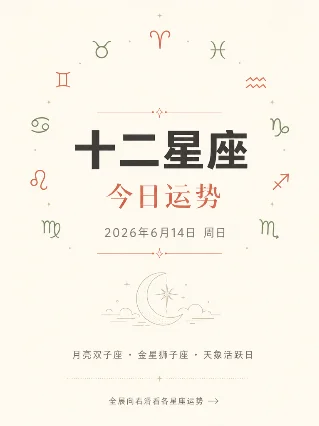 十二星座今日运势 · 2026年6月14日