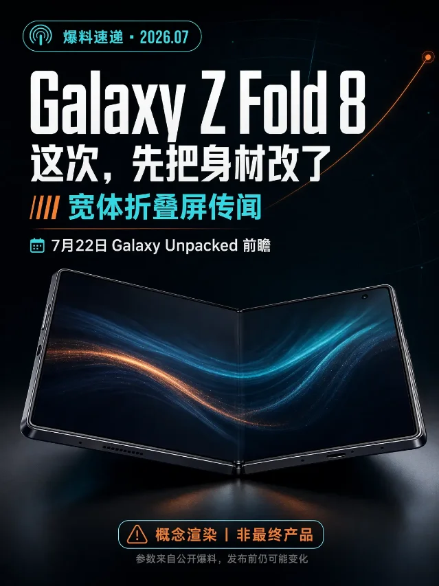 Galaxy Z Fold 8变宽了？这次先改身材
