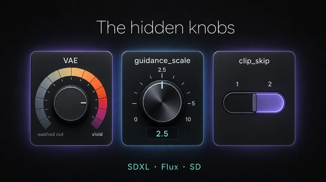 Hidden knobs: VAE, guidance_scale, and clip_skip