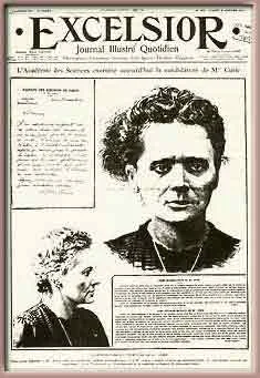 Excelsior, one of several right-wing French tabloids that ran fabricated "scientific analyses" of Curie's face and handwriting to support anti-Semitic attacks on her Academy candidacy