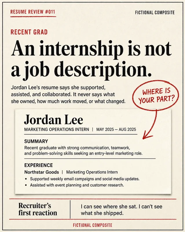 Resume Review #011 — The Recent Grad Who Wrote an Internship Like a Job Description