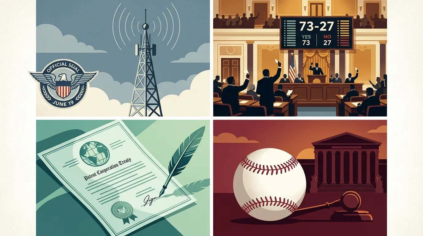 June 19 in business history: the FCC, the 73-27 vote, the patent treaty, and Curt Flood's losing case