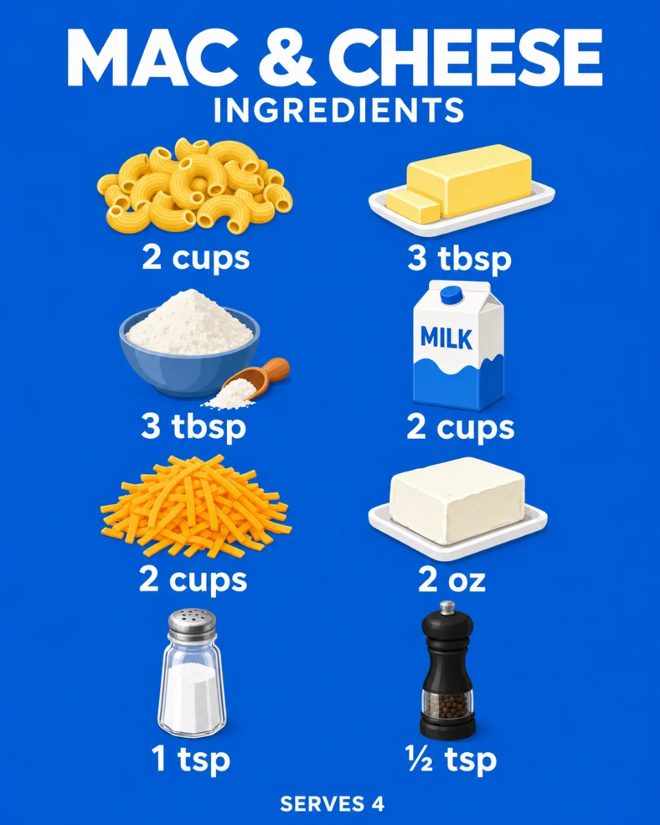 🧀 Mac & Cheese — 4-Card Icon Recipe