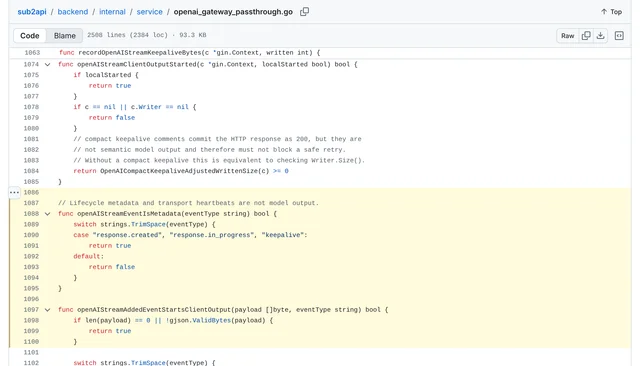 sub2api v0.2.17 的 openai_gateway_passthrough.go 第 1086–1100 行
