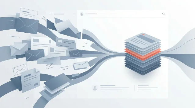 Abstract inbox streams converging into a daily digest
