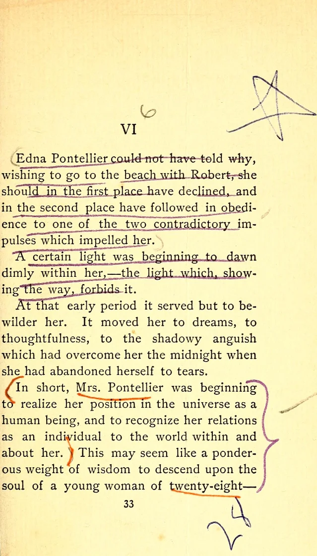 Chapter VI opening page in the 1899 edition of The Awakening