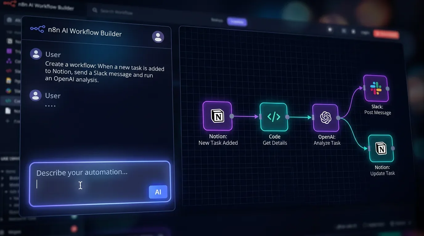 When to use n8n AI Builder for Notion workflows — and when to build manually
