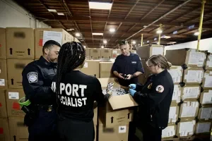 CBP officers inspecting cargo during Operation Red Mist