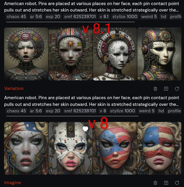 V8 vs V8.1 同 prompt 生成对比