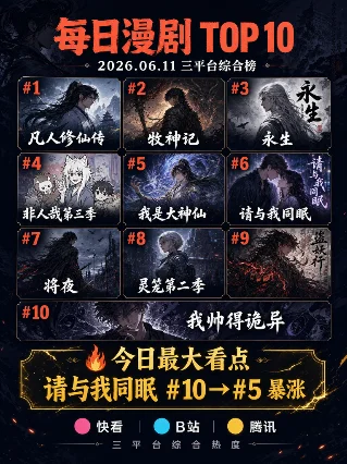 每日漫剧 Top 10｜2026.06.11 三平台热度综合榜
