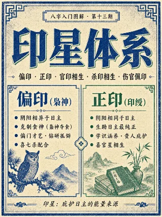 八字入门图解 · 第十三期：偏印、正印、官印相生、杀印相生、伤官佩印