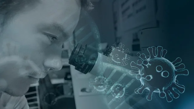 微生物学实验室:DNA 双螺旋与细胞生物学研究场景