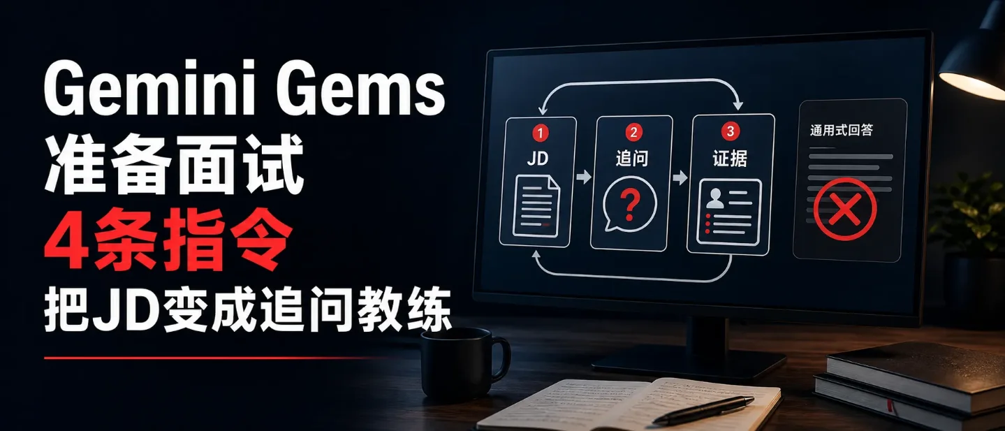 Gemini Gems准备面试总跑偏怎么办?4条指令把JD变成追问教练