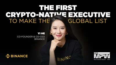Yi He on Fortune Most Powerful Women 2026 announcement graphic