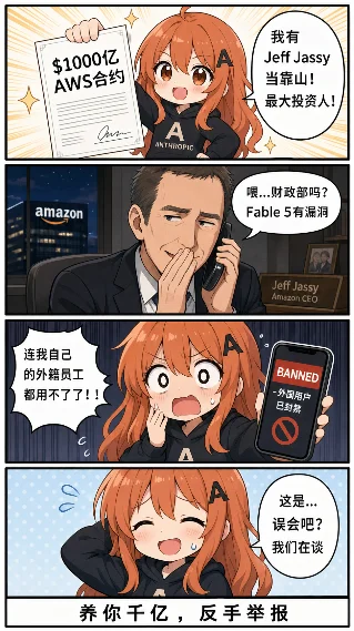 三连翻车 · 亚马逊举报Fable5→Anthropic被封禁 / ChatGPT十亿月活95%不付钱 / Anthropic「AI太危险」同周被政府当AI封了 🫠