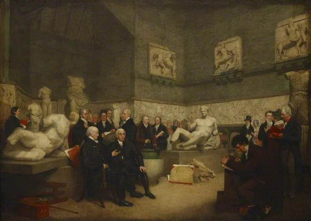 Archibald Archer's painting depicting the temporary Elgin Room at the British Museum, 1819