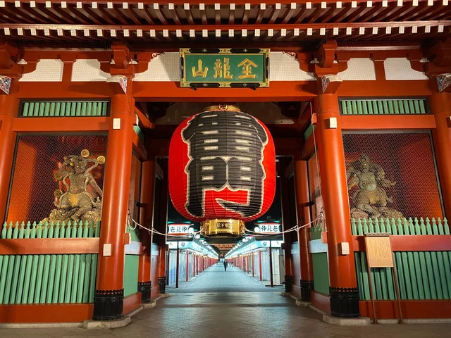 Kaminarimon Gate at Sensoji Temple, Asakusa — the iconic red paper lantern entrance